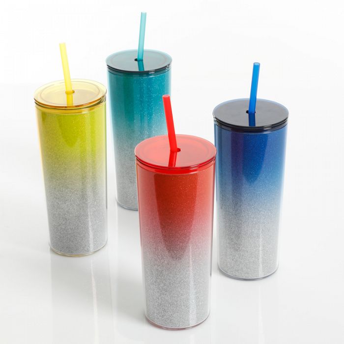 4Pc Set Rainbow Blast Chiller Tumbler w/ straw