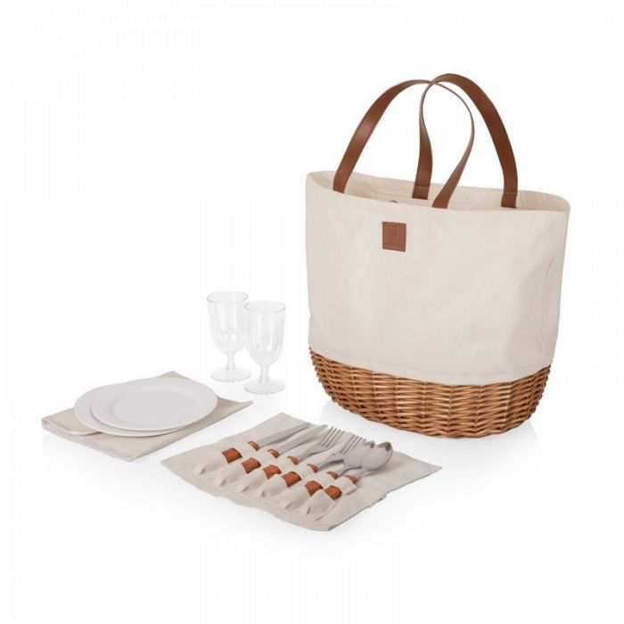 Beige Canvas Promenade Picnic Basket